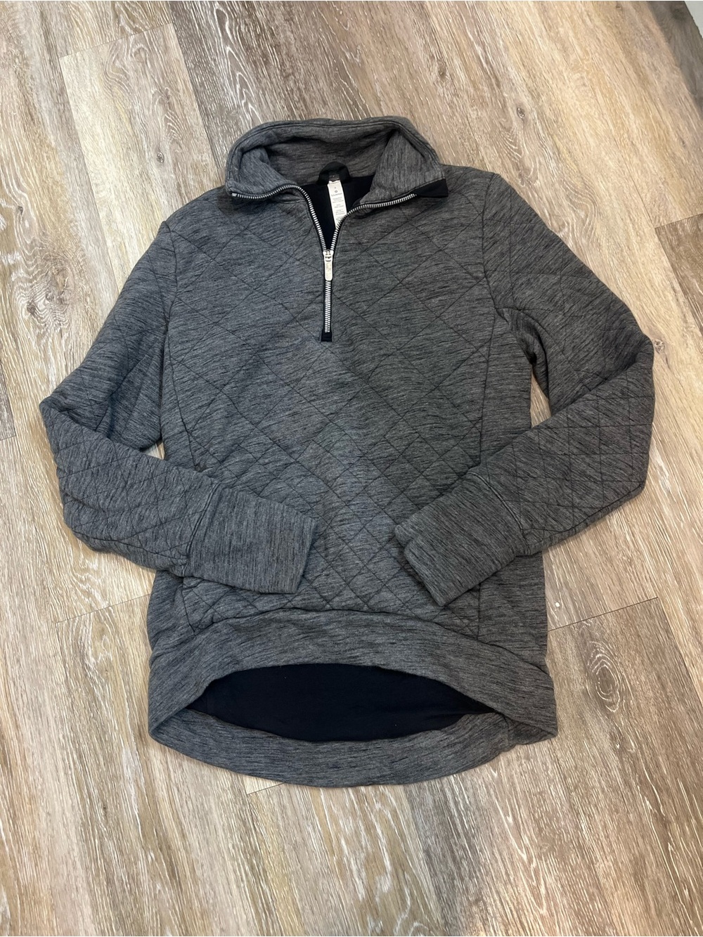 LULULEMON Quilted Half-Zip Pullover Sweater - Charcoal Gray
